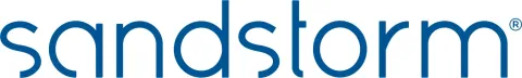 Sandstorm in lower case blue letters